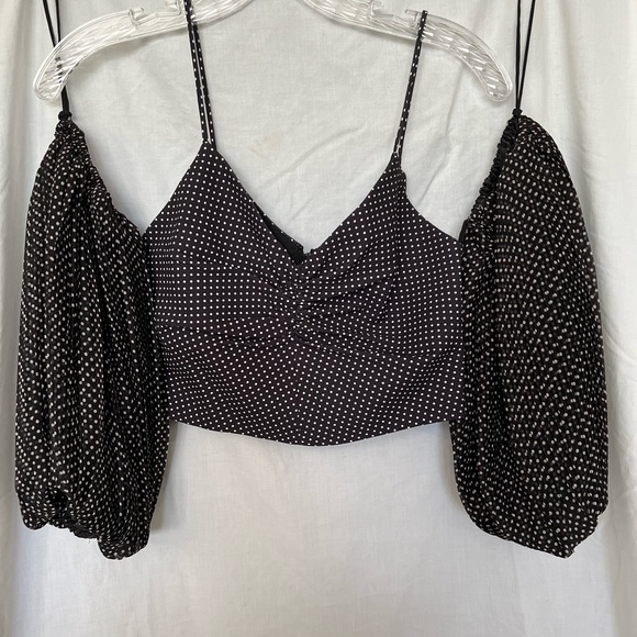 NWT alice and Olivia brown polka dot crop top - Picture 1 of 6